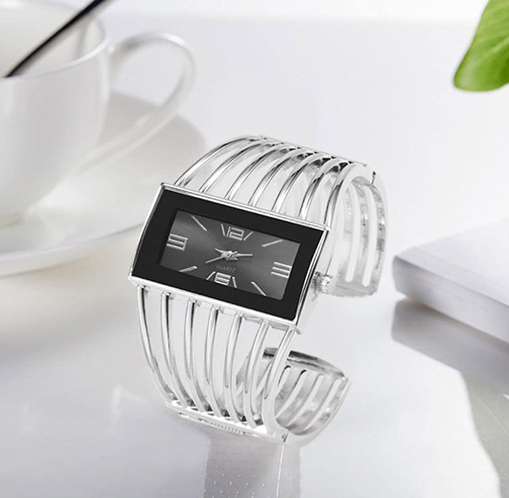 SENRUD Fashion Cuff Bracelet Watches for Women Luxury Rectangular Dial Analog Quartz Wrist Watch Gifts for Ladies