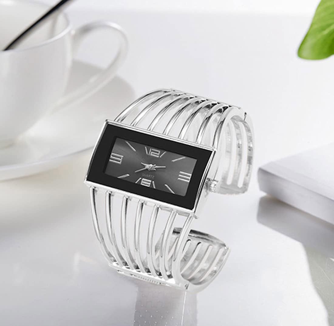 SENRUD Fashion Cuff Bracelet Watches for Women Luxury Rectangular Dial Analog Quartz Wrist Watch Gifts for Ladies