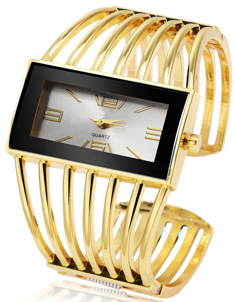 SENRUD Fashion Cuff Bracelet Watches for Women Luxury Rectangular Dial Analog Quartz Wrist Watch Gifts for Ladies