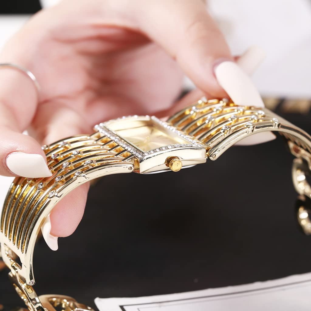 SENRUD Fashion Cuff Bracelet Watches for Women Luxury Rectangular Dial Analog Quartz Wrist Watch Gifts for Ladies