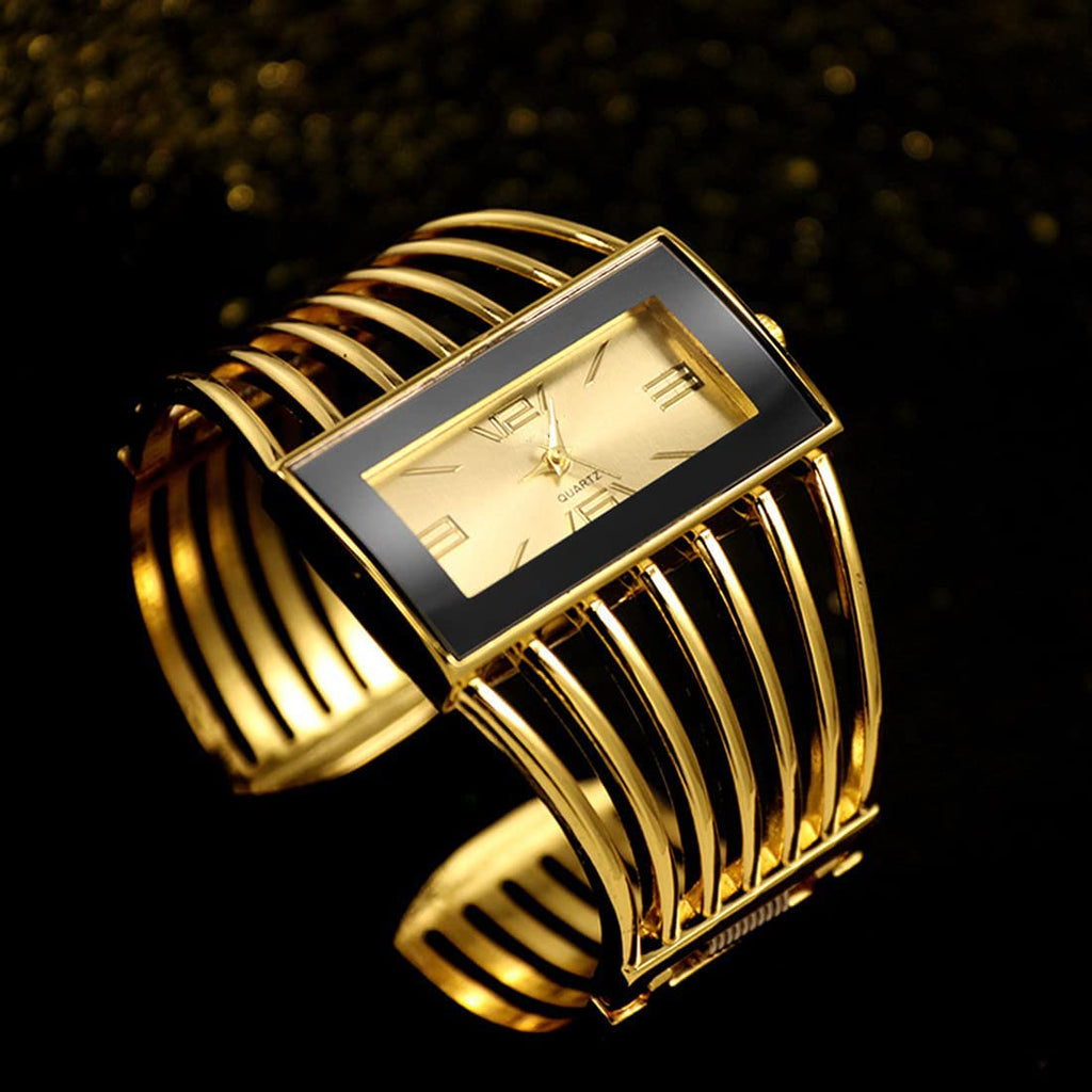 SENRUD Fashion Cuff Bracelet Watches for Women Luxury Rectangular Dial Analog Quartz Wrist Watch Gifts for Ladies