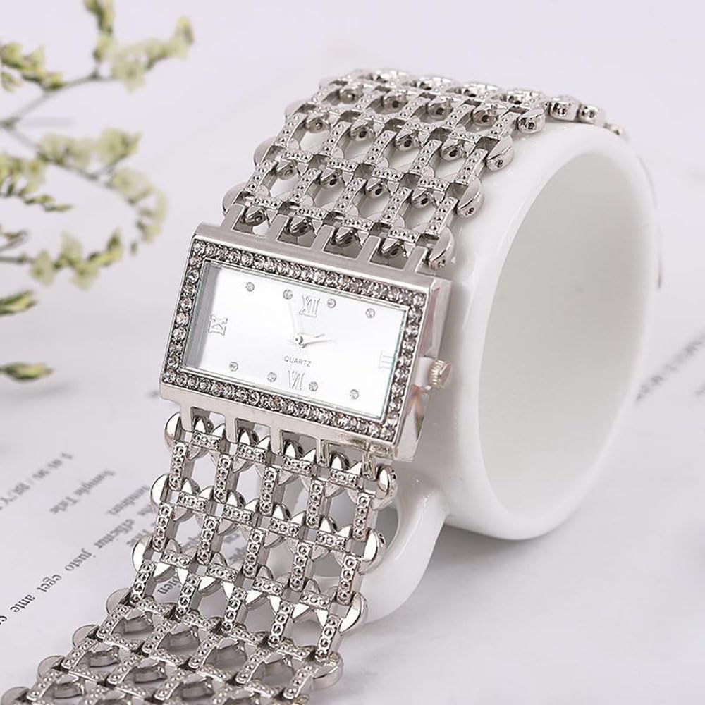 SENRUD Fashion Cuff Bracelet Watches for Women Luxury Rectangular Dial Analog Quartz Wrist Watch Gifts for Ladies