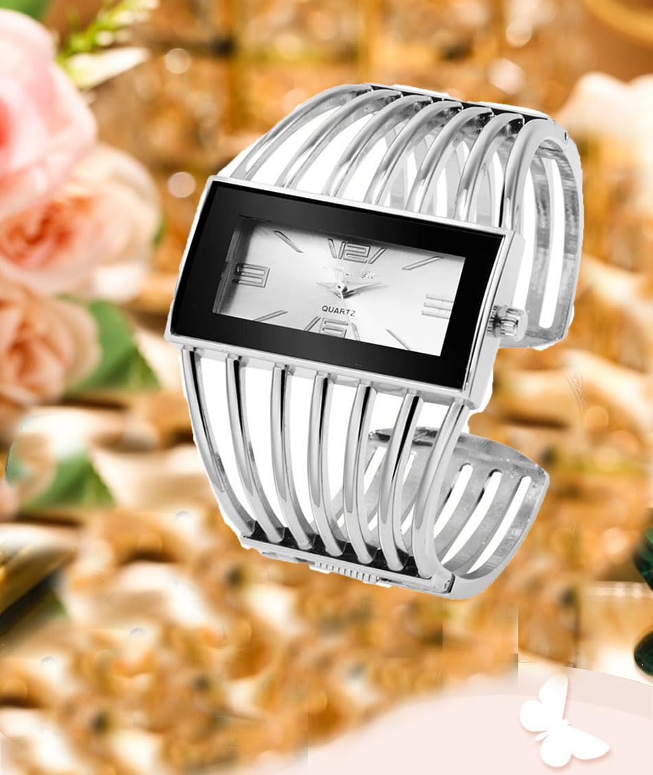 SENRUD Fashion Cuff Bracelet Watches for Women Luxury Rectangular Dial Analog Quartz Wrist Watch Gifts for Ladies