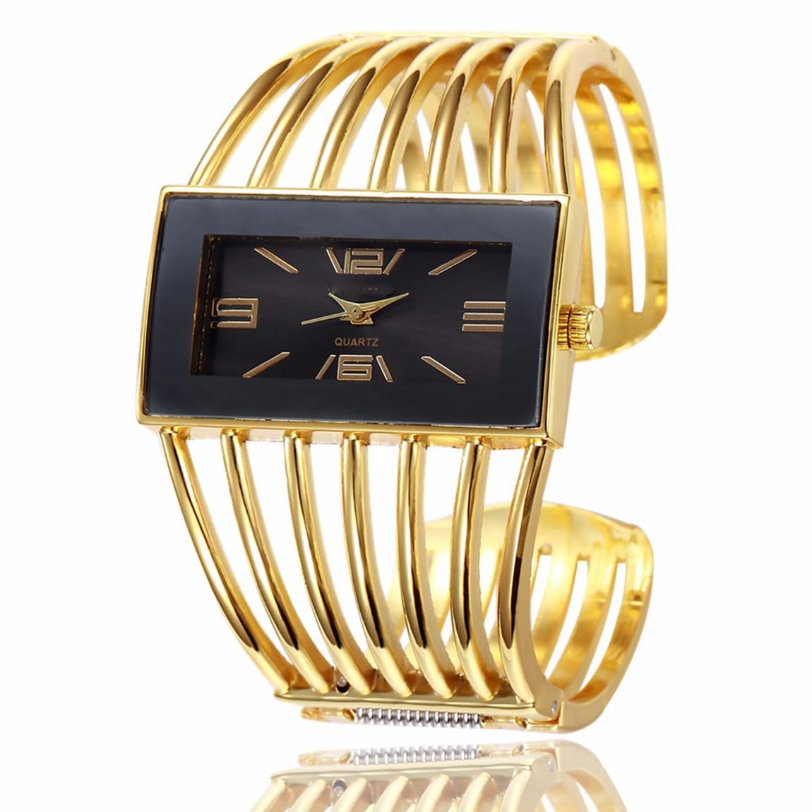 SENRUD Fashion Cuff Bracelet Watches for Women Luxury Rectangular Dial Analog Quartz Wrist Watch Gifts for Ladies