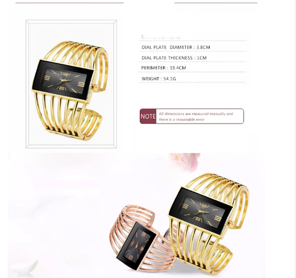SENRUD Fashion Cuff Bracelet Watches for Women Luxury Rectangular Dial Analog Quartz Wrist Watch Gifts for Ladies
