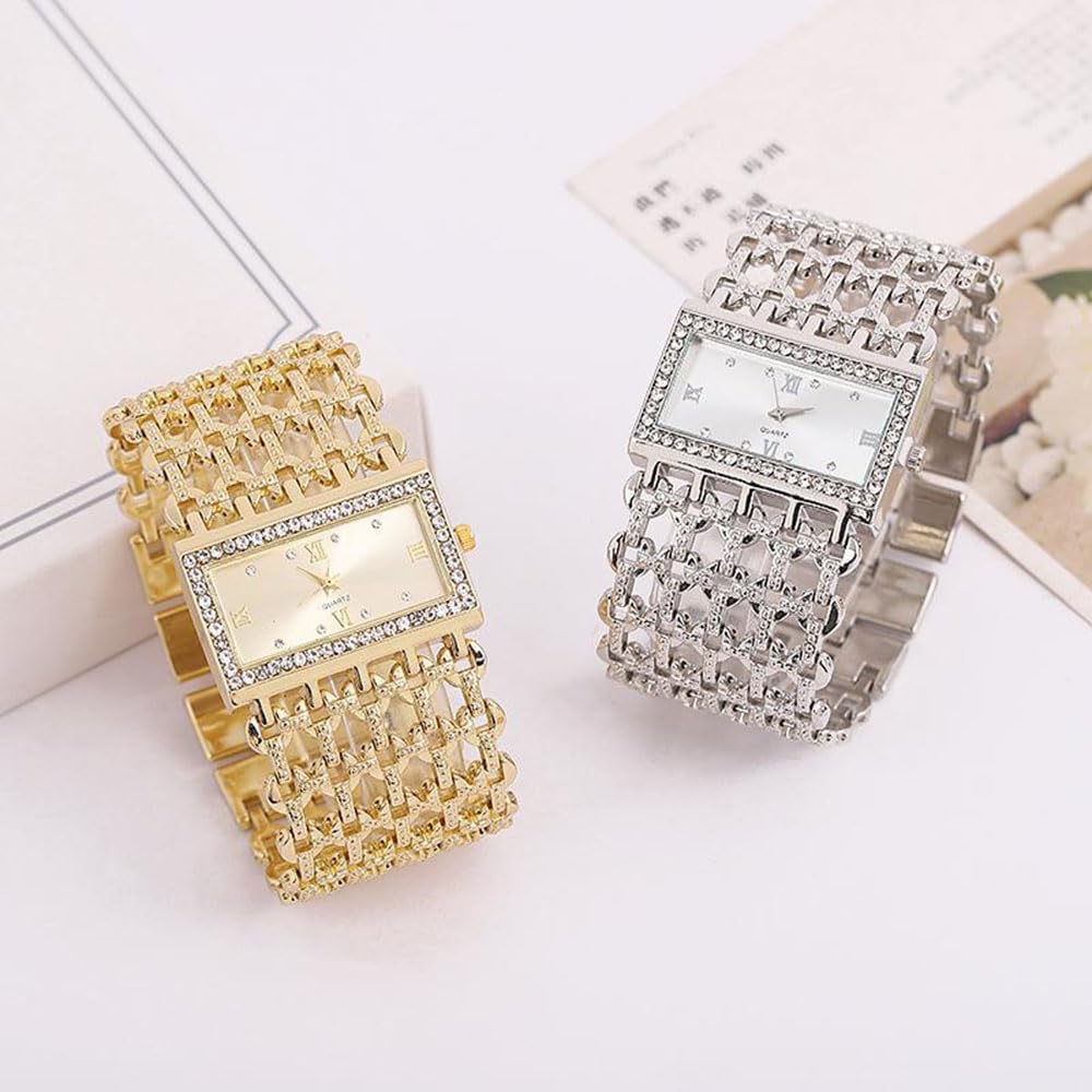 SENRUD Fashion Cuff Bracelet Watches for Women Luxury Rectangular Dial Analog Quartz Wrist Watch Gifts for Ladies