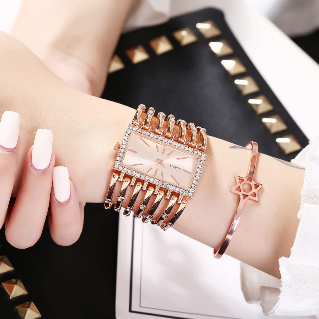SENRUD Fashion Cuff Bracelet Watches for Women Luxury Rectangular Dial Analog Quartz Wrist Watch Gifts for Ladies