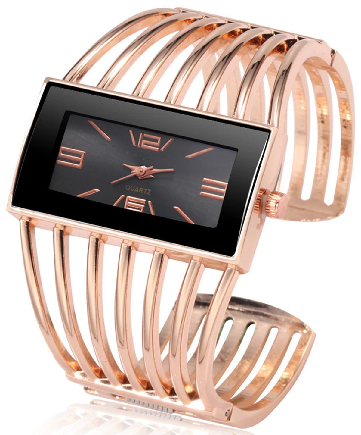 SENRUD Fashion Cuff Bracelet Watches for Women Luxury Rectangular Dial Analog Quartz Wrist Watch Gifts for Ladies