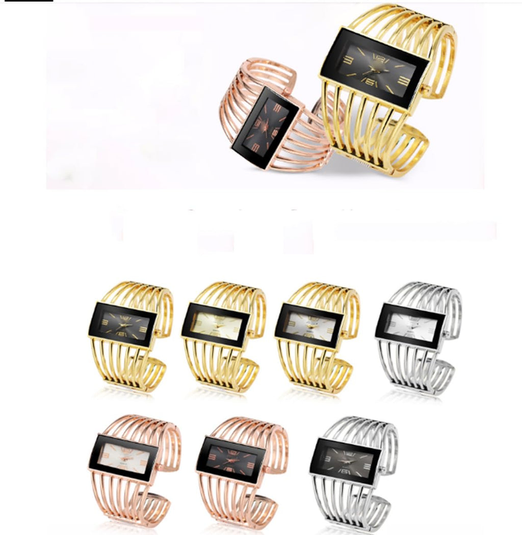SENRUD Fashion Cuff Bracelet Watches for Women Luxury Rectangular Dial Analog Quartz Wrist Watch Gifts for Ladies