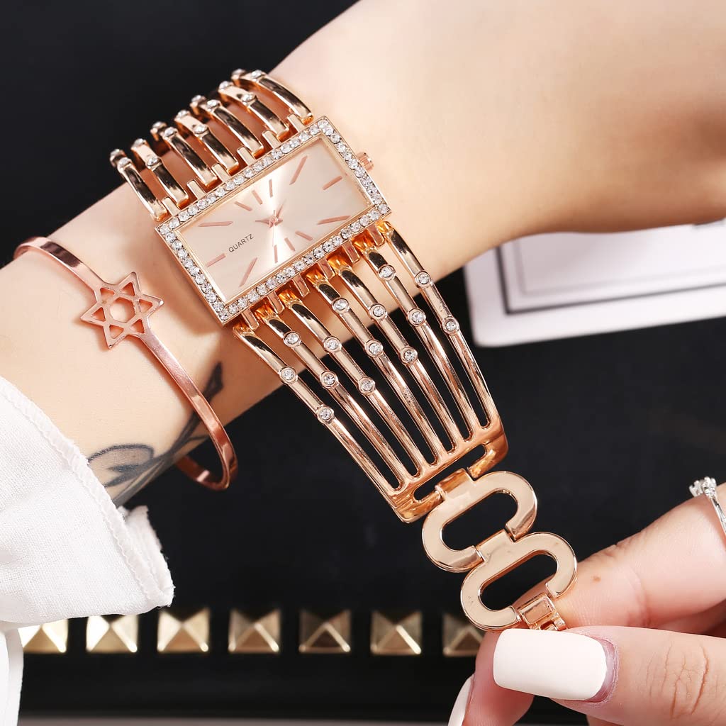 SENRUD Fashion Cuff Bracelet Watches for Women Luxury Rectangular Dial Analog Quartz Wrist Watch Gifts for Ladies
