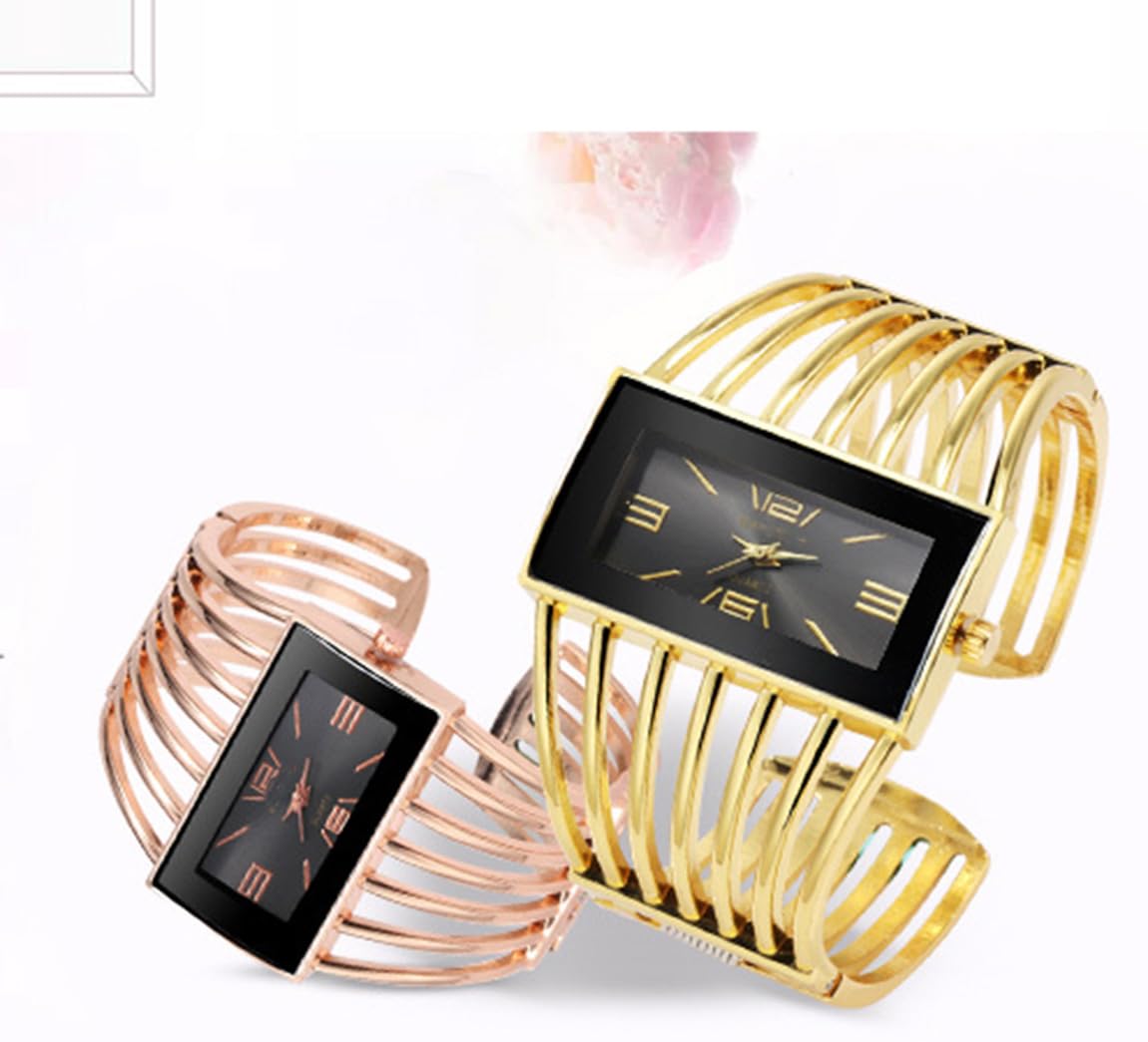 SENRUD Fashion Cuff Bracelet Watches for Women Luxury Rectangular Dial Analog Quartz Wrist Watch Gifts for Ladies