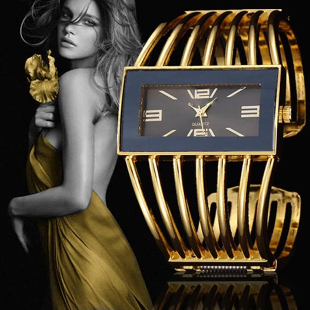 SENRUD Fashion Cuff Bracelet Watches for Women Luxury Rectangular Dial Analog Quartz Wrist Watch Gifts for Ladies