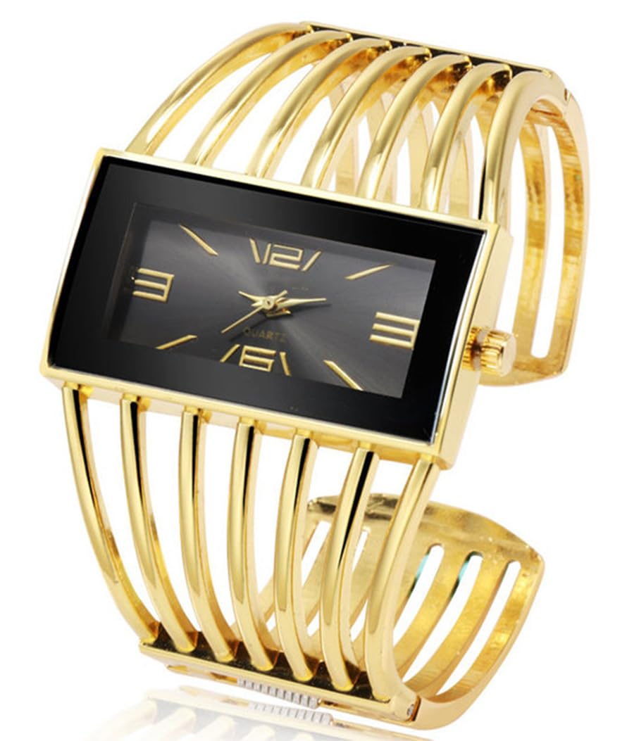 SENRUD Fashion Cuff Bracelet Watches for Women Luxury Rectangular Dial Analog Quartz Wrist Watch Gifts for Ladies