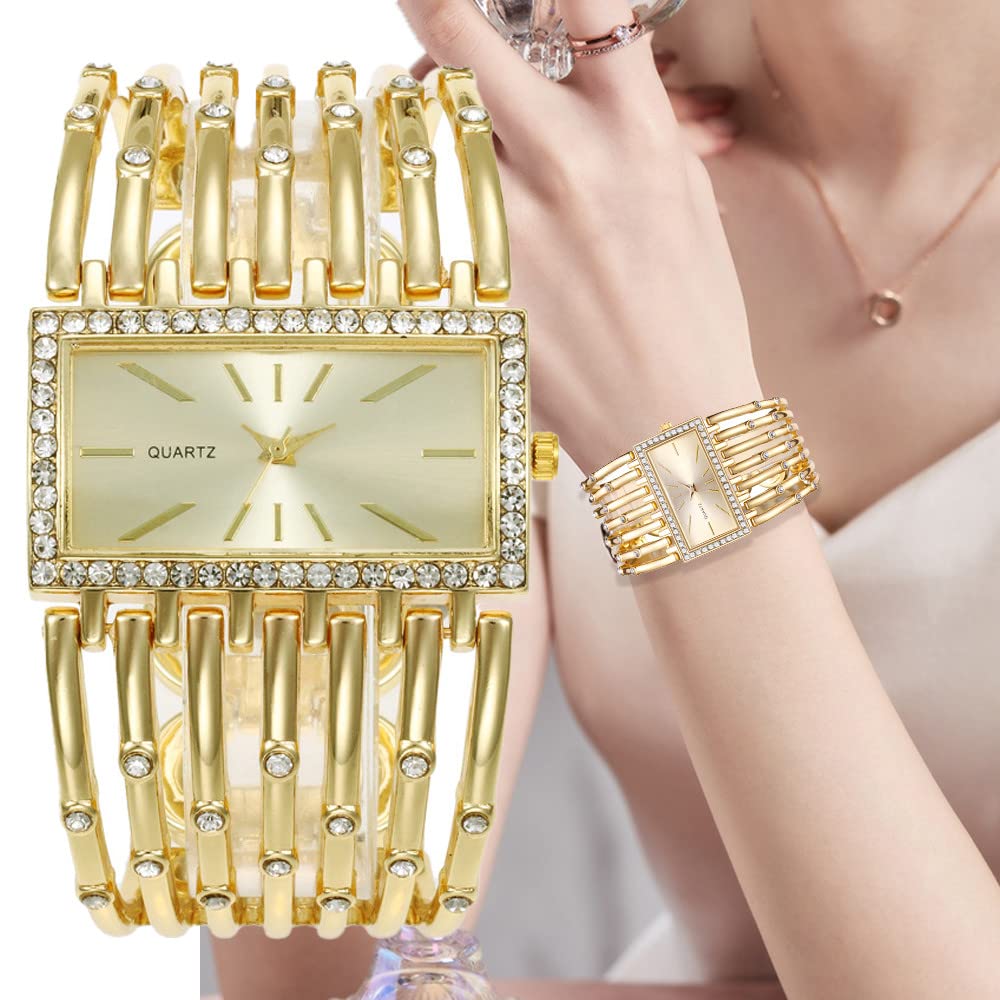 SENRUD Fashion Cuff Bracelet Watches for Women Luxury Rectangular Dial Analog Quartz Wrist Watch Gifts for Ladies