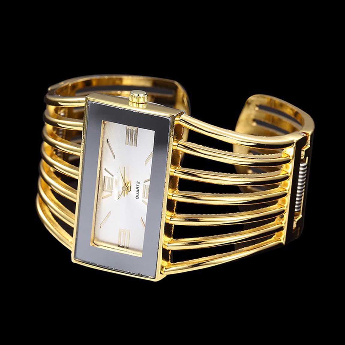 SENRUD Fashion Cuff Bracelet Watches for Women Luxury Rectangular Dial Analog Quartz Wrist Watch Gifts for Ladies