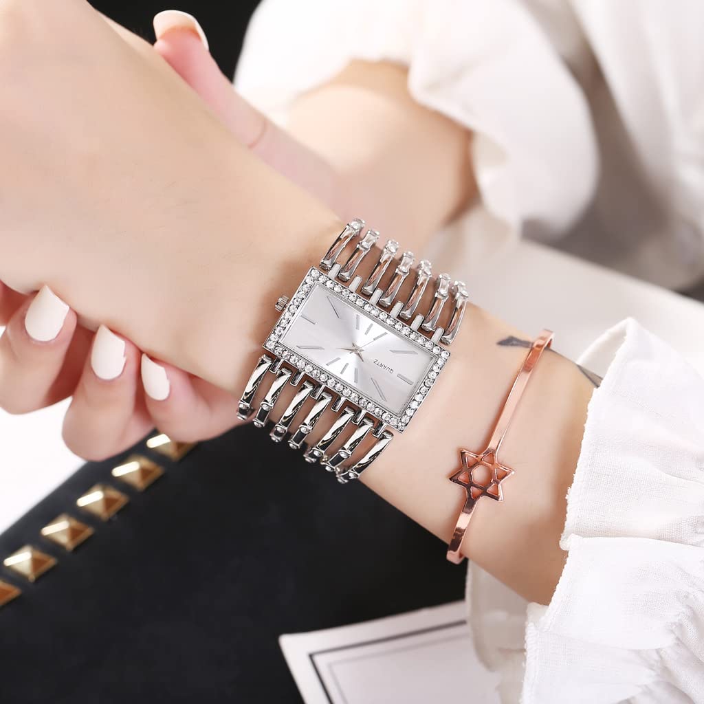 SENRUD Fashion Cuff Bracelet Watches for Women Luxury Rectangular Dial Analog Quartz Wrist Watch Gifts for Ladies