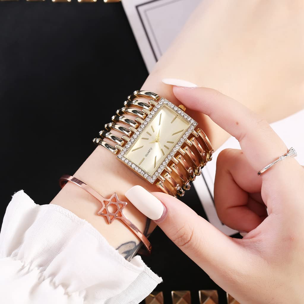 SENRUD Fashion Cuff Bracelet Watches for Women Luxury Rectangular Dial Analog Quartz Wrist Watch Gifts for Ladies