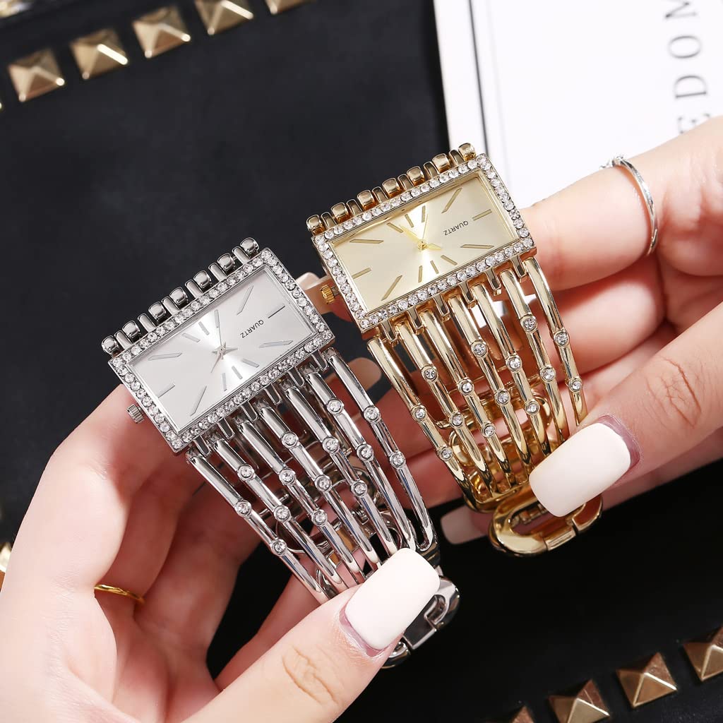 SENRUD Fashion Cuff Bracelet Watches for Women Luxury Rectangular Dial Analog Quartz Wrist Watch Gifts for Ladies