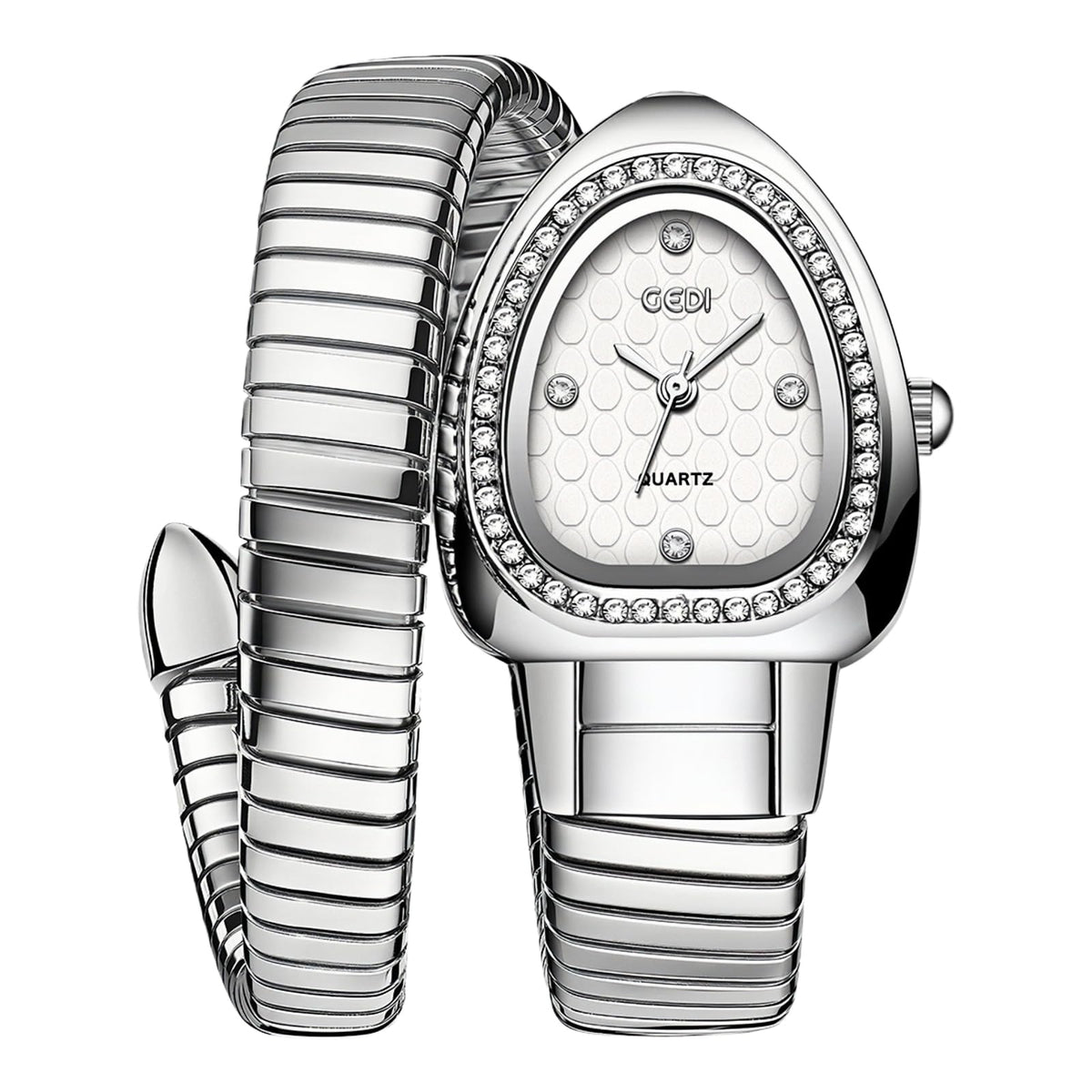 Gosasa Snake Bracelet Watch for Women, Elegant Wrap Around Bangle Wristwatch, Fashion Jewelry Style Quartz Watch, Adjustable Cuff Serpenti Watch for Dress & Gift