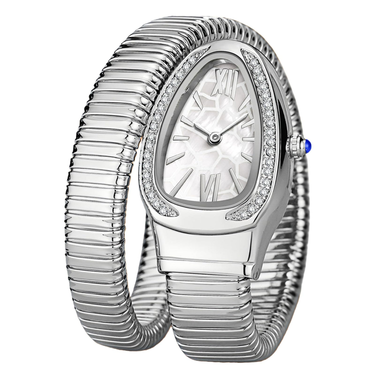 Gosasa Snake Bracelet Watch for Women, Elegant Wrap Around Bangle Wristwatch, Fashion Jewelry Style Quartz Watch, Adjustable Cuff Serpenti Watch for Dress & Gift
