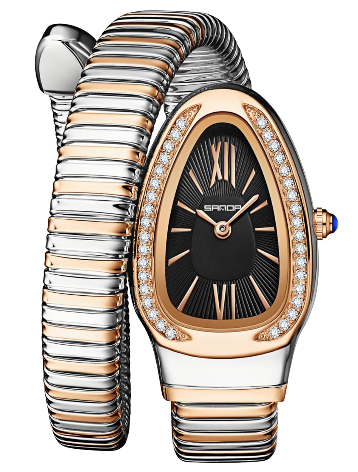 Gosasa Snake Bracelet Watch for Women, Elegant Wrap Around Bangle Wristwatch, Fashion Jewelry Style Quartz Watch, Adjustable Cuff Serpenti Watch for Dress & Gift