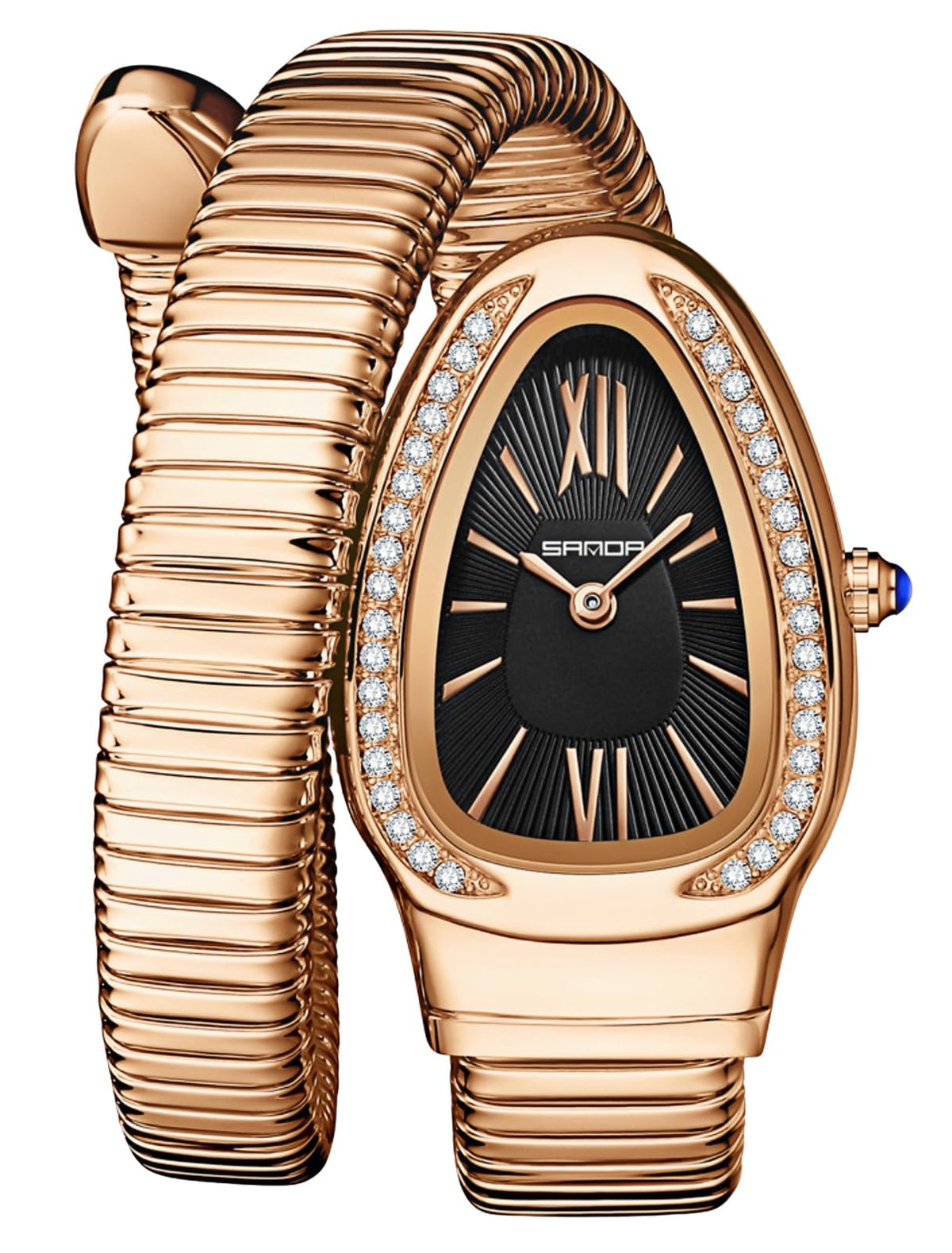 Gosasa Snake Bracelet Watch for Women, Elegant Wrap Around Bangle Wristwatch, Fashion Jewelry Style Quartz Watch, Adjustable Cuff Serpenti Watch for Dress & Gift