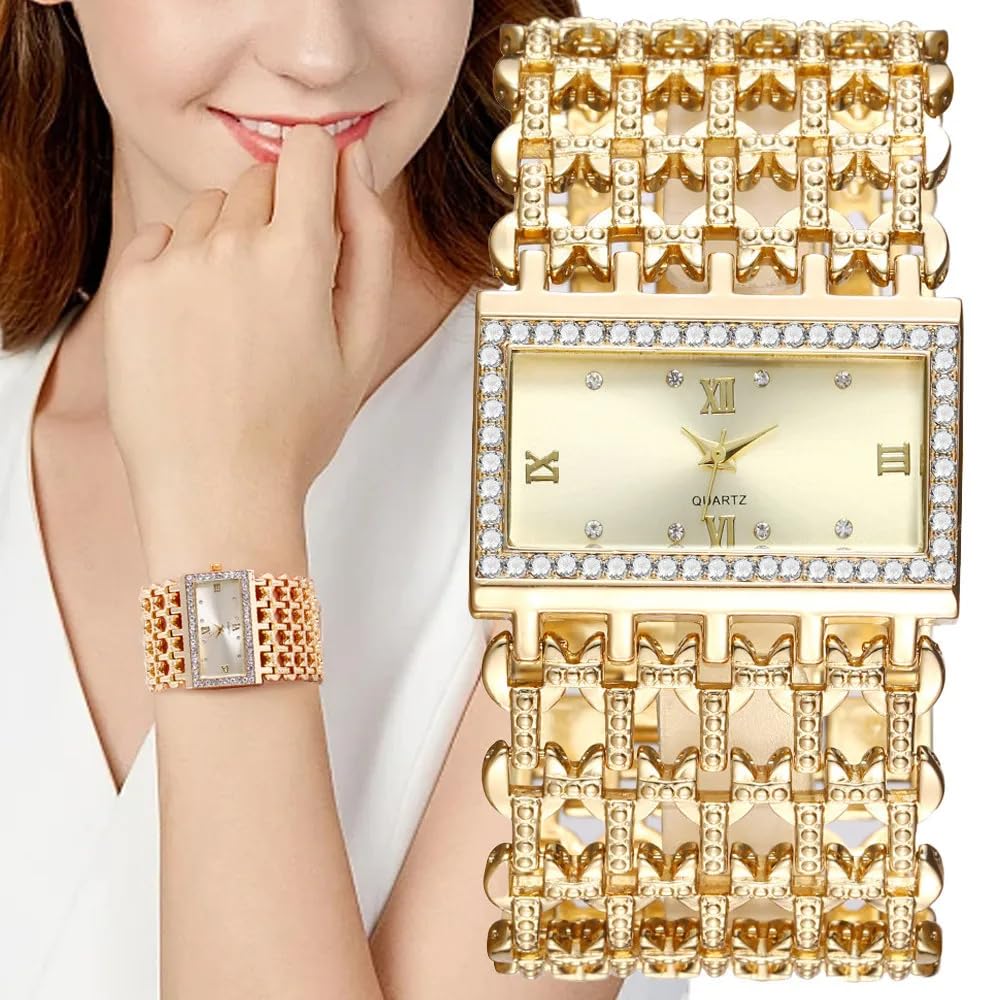 SENRUD Fashion Cuff Bracelet Watches for Women Luxury Rectangular Dial Analog Quartz Wrist Watch Gifts for Ladies