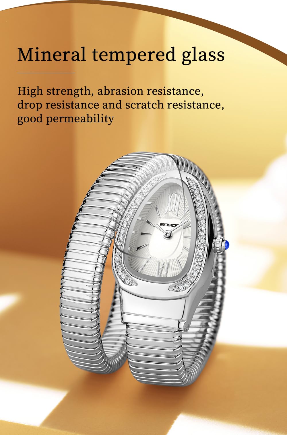 Gosasa Snake Bracelet Watch for Women, Elegant Wrap Around Bangle Wristwatch, Fashion Jewelry Style Quartz Watch, Adjustable Cuff Serpenti Watch for Dress & Gift