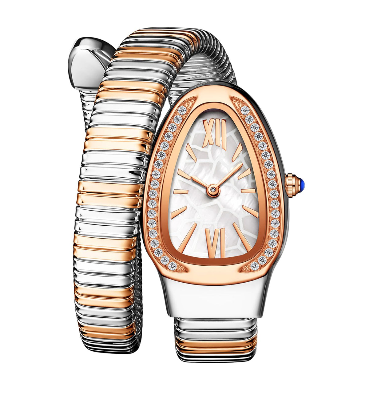 Gosasa Snake Bracelet Watch for Women, Elegant Wrap Around Bangle Wristwatch, Fashion Jewelry Style Quartz Watch, Adjustable Cuff Serpenti Watch for Dress & Gift