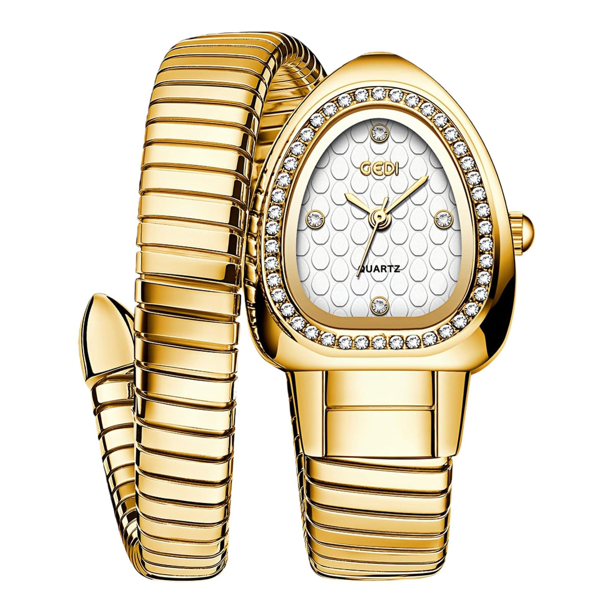 Gosasa Snake Bracelet Watch for Women, Elegant Wrap Around Bangle Wristwatch, Fashion Jewelry Style Quartz Watch, Adjustable Cuff Serpenti Watch for Dress & Gift