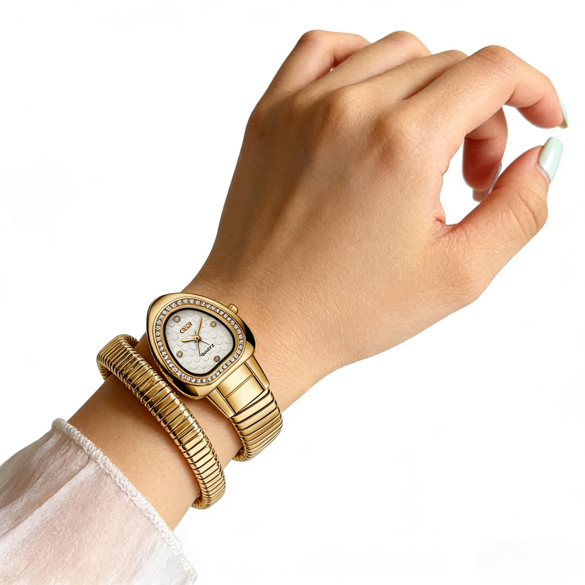Gosasa Snake Bracelet Watch for Women, Elegant Wrap Around Bangle Wristwatch, Fashion Jewelry Style Quartz Watch, Adjustable Cuff Serpenti Watch for Dress & Gift
