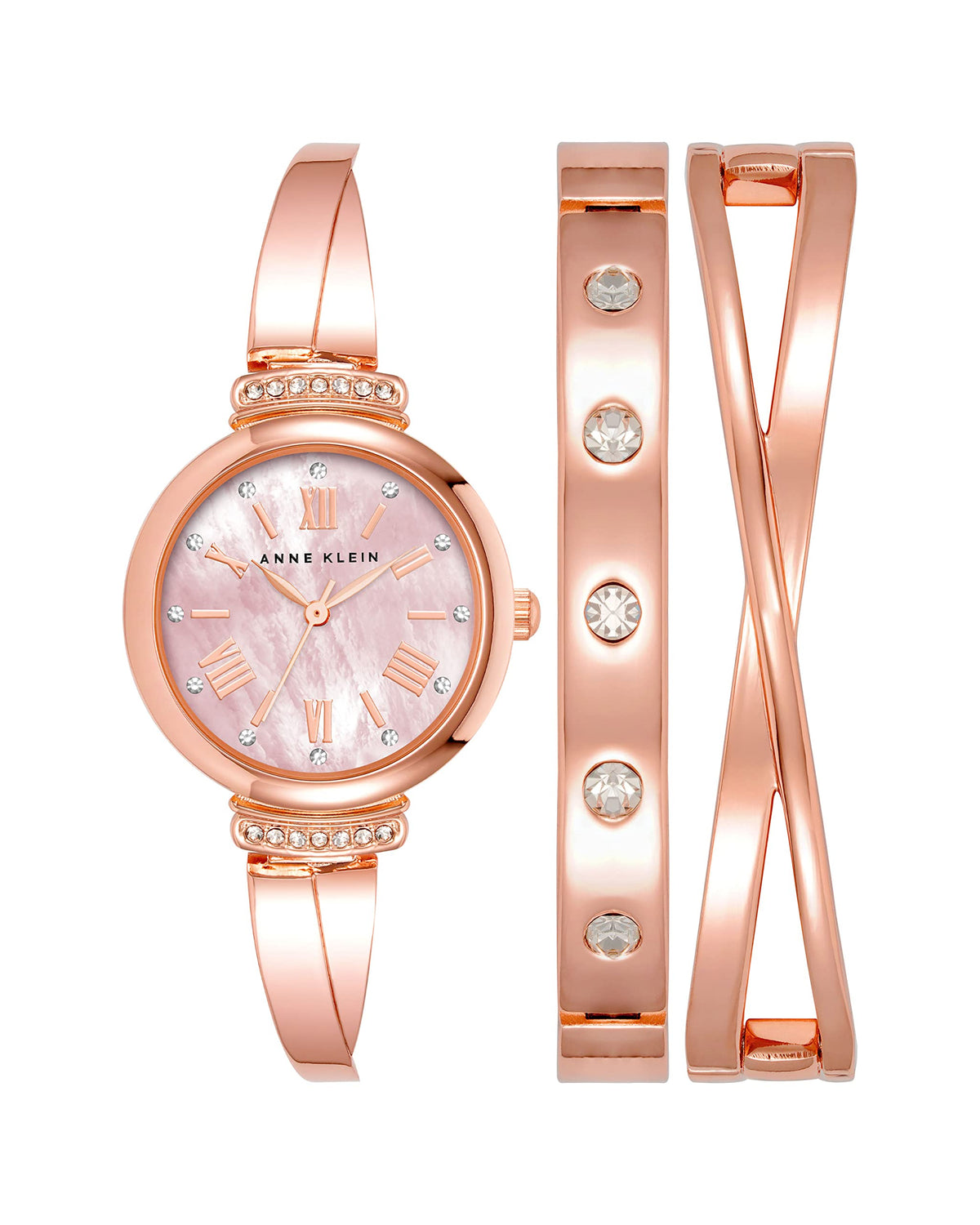 Anne Klein Women's Premium Crystal Accented Bangle Watch Set, AK/2245
