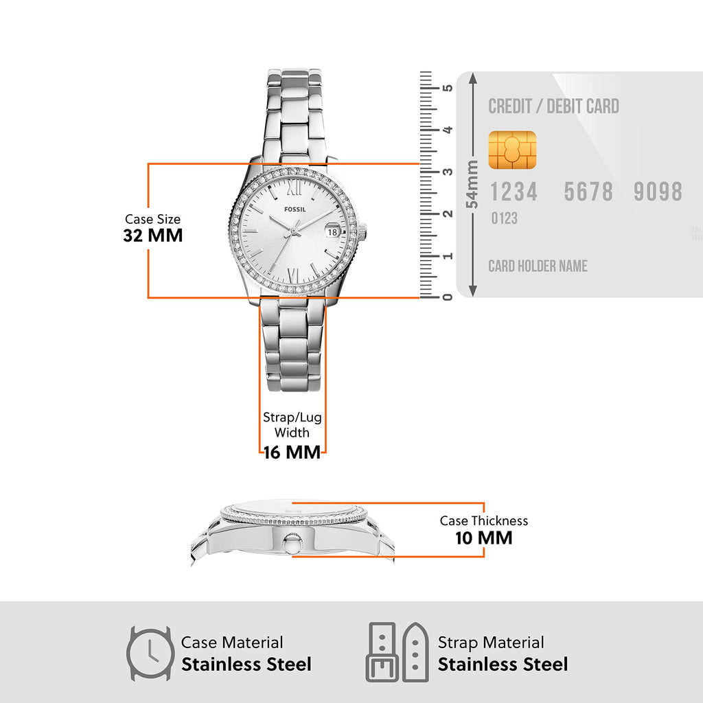 Fossil Women's Watch, Scarlette Quartz Stainless Steel Three-Hand Watch for Women