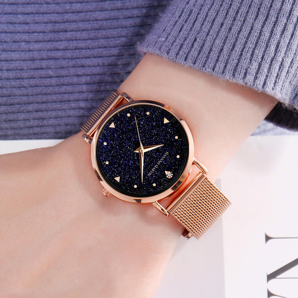 HANNAH MARTIN Watches for Women Analog Women's Watch with Stainless Steel Expansion Band Minimalist Slim Dial 30M Waterproof Ladies Dress Wristwatch for Casual Daily Business