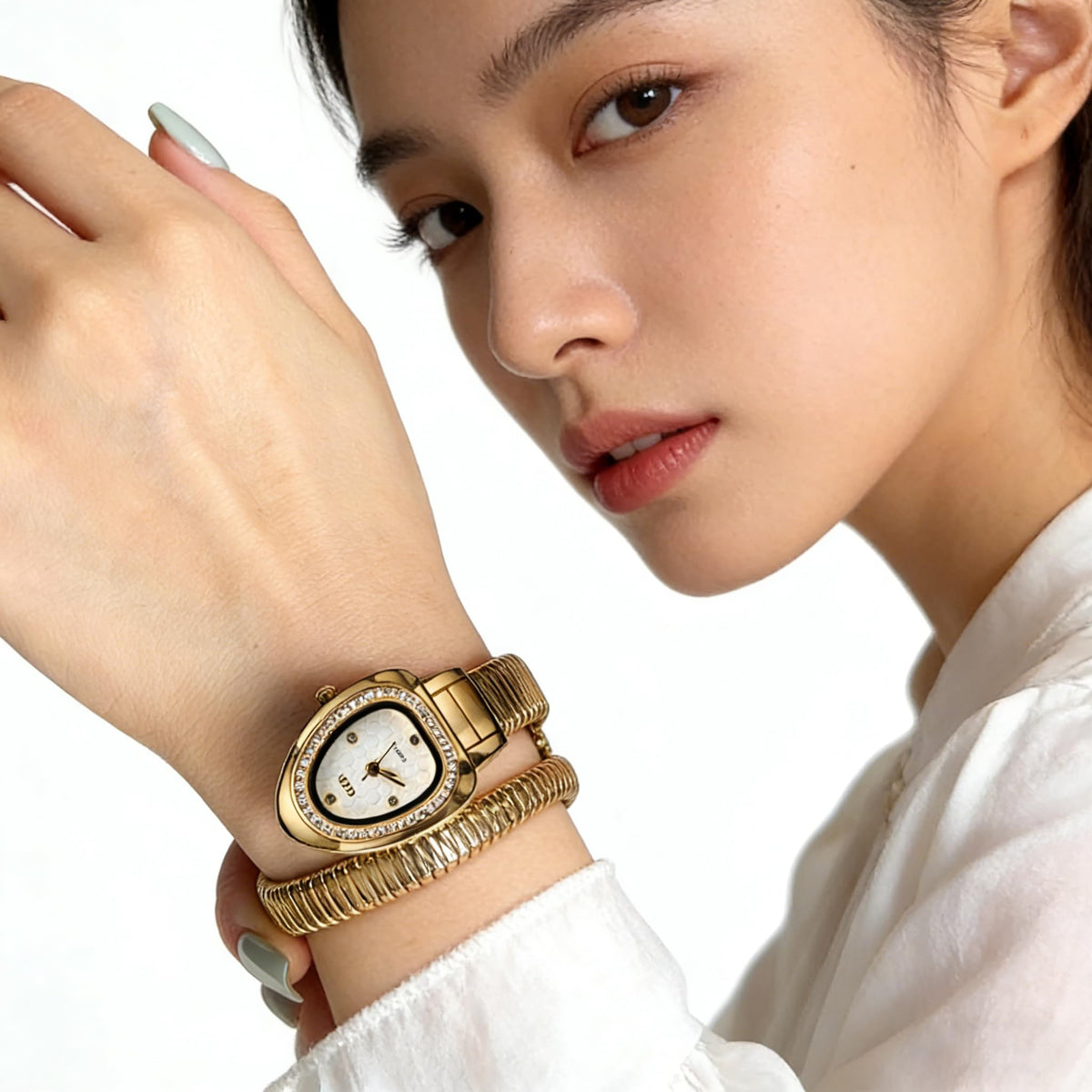 Gosasa Snake Bracelet Watch for Women, Elegant Wrap Around Bangle Wristwatch, Fashion Jewelry Style Quartz Watch, Adjustable Cuff Serpenti Watch for Dress & Gift