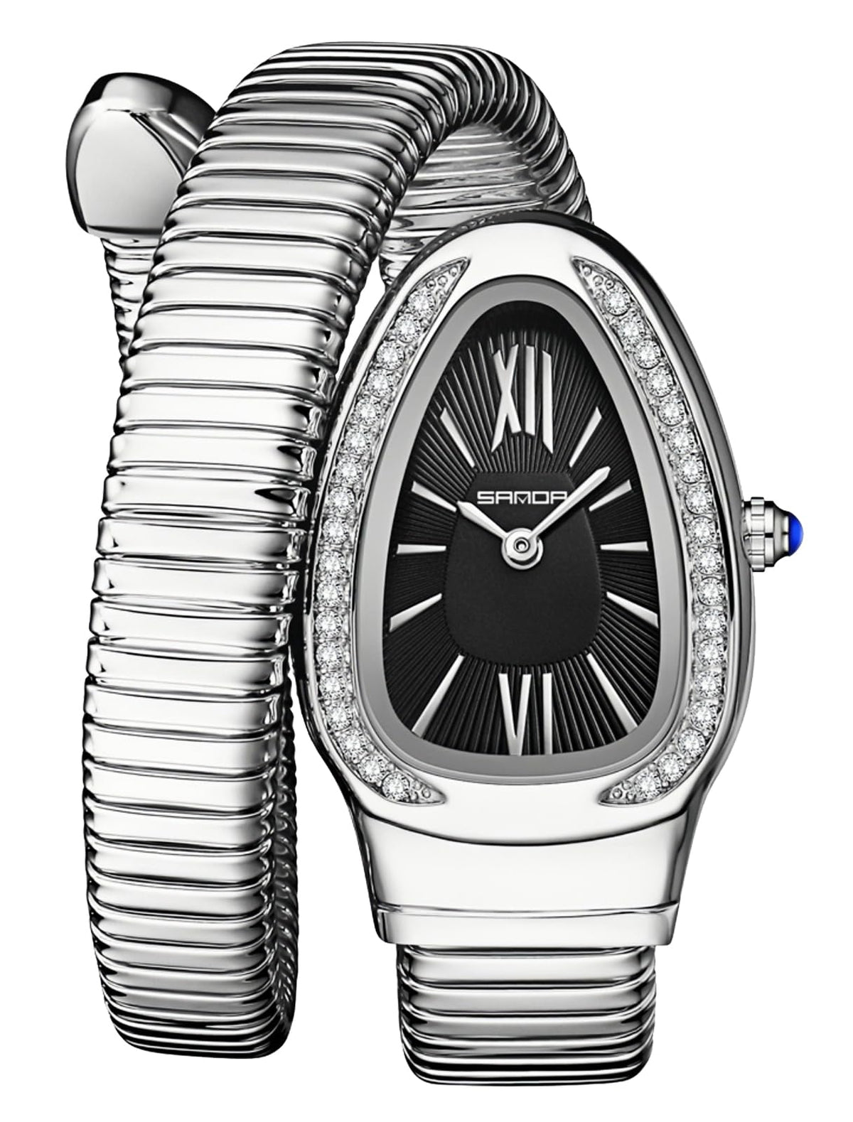 Gosasa Snake Bracelet Watch for Women, Elegant Wrap Around Bangle Wristwatch, Fashion Jewelry Style Quartz Watch, Adjustable Cuff Serpenti Watch for Dress & Gift