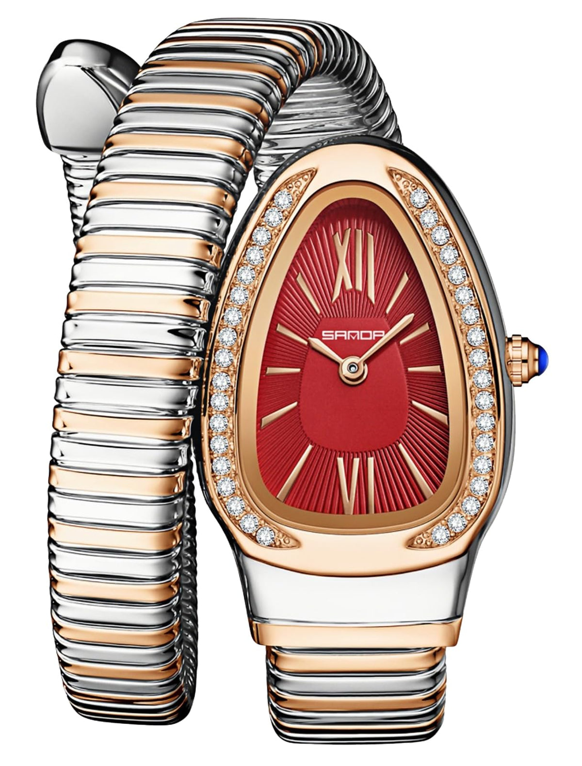 Gosasa Snake Bracelet Watch for Women, Elegant Wrap Around Bangle Wristwatch, Fashion Jewelry Style Quartz Watch, Adjustable Cuff Serpenti Watch for Dress & Gift