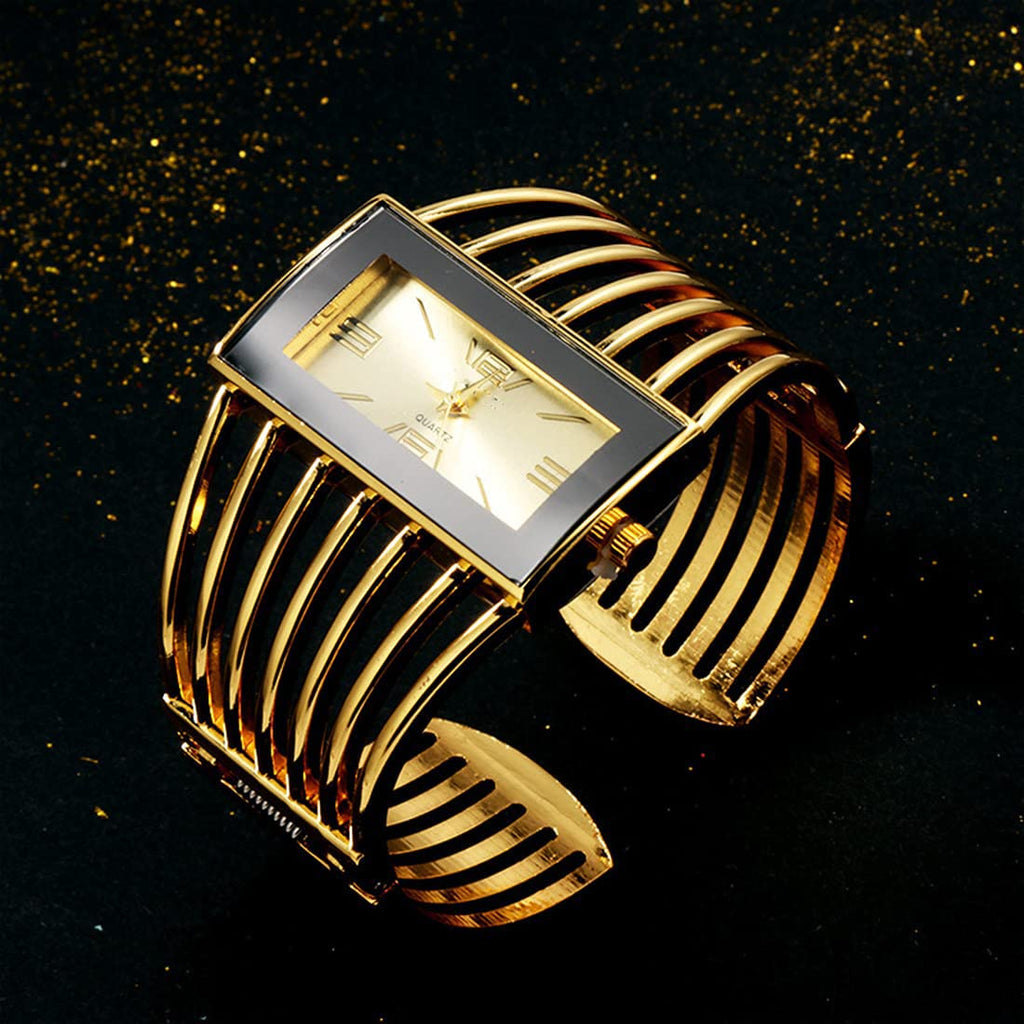 SENRUD Fashion Cuff Bracelet Watches for Women Luxury Rectangular Dial Analog Quartz Wrist Watch Gifts for Ladies