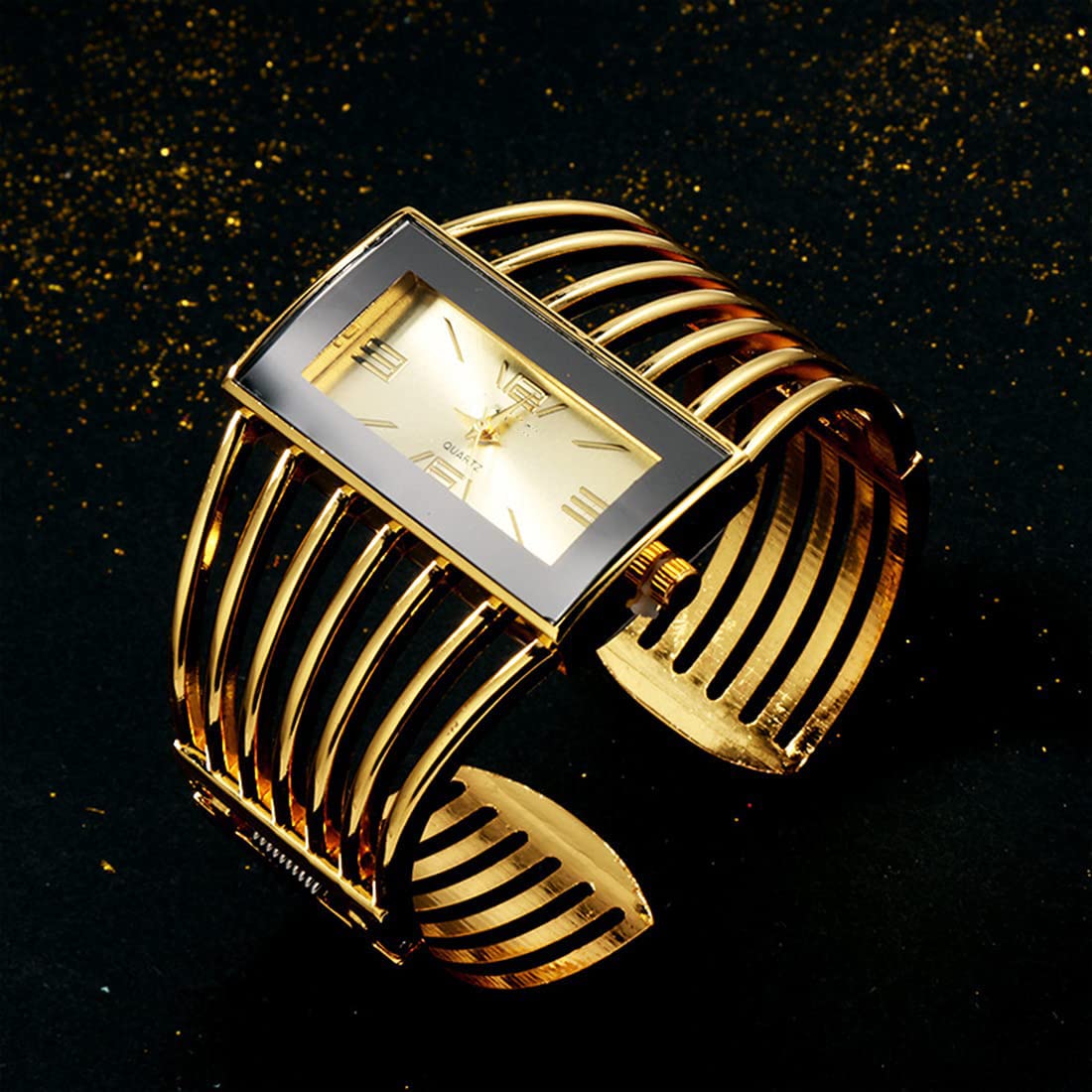 SENRUD Fashion Cuff Bracelet Watches for Women Luxury Rectangular Dial Analog Quartz Wrist Watch Gifts for Ladies