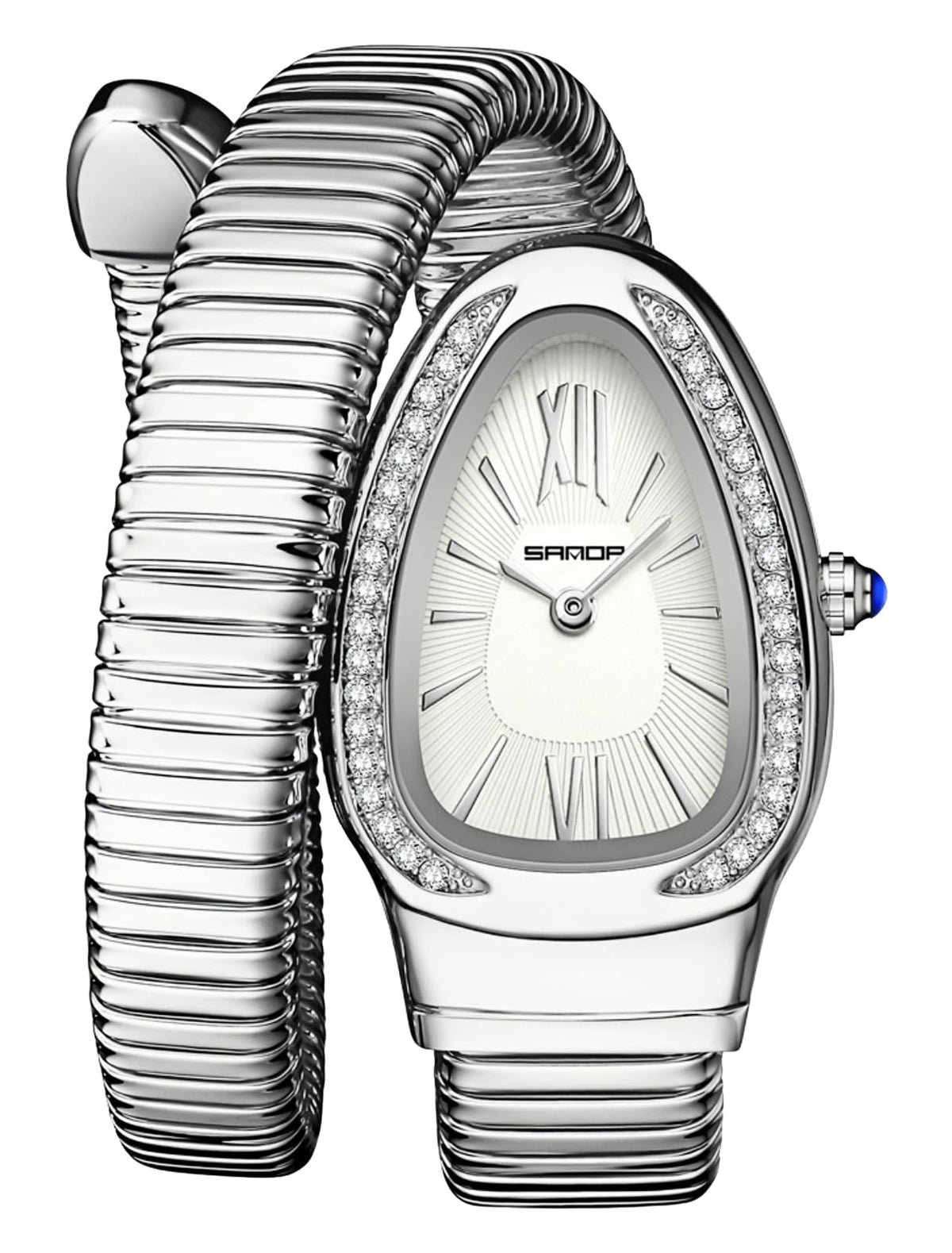 Gosasa Snake Bracelet Watch for Women, Elegant Wrap Around Bangle Wristwatch, Fashion Jewelry Style Quartz Watch, Adjustable Cuff Serpenti Watch for Dress & Gift