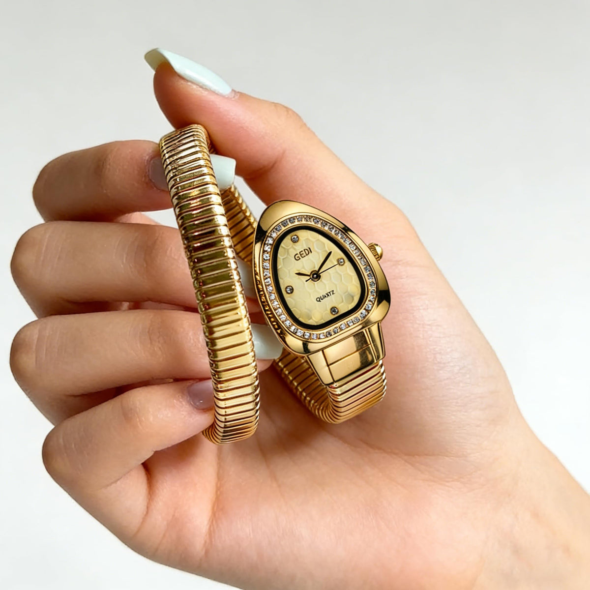 Gosasa Snake Bracelet Watch for Women, Elegant Wrap Around Bangle Wristwatch, Fashion Jewelry Style Quartz Watch, Adjustable Cuff Serpenti Watch for Dress & Gift