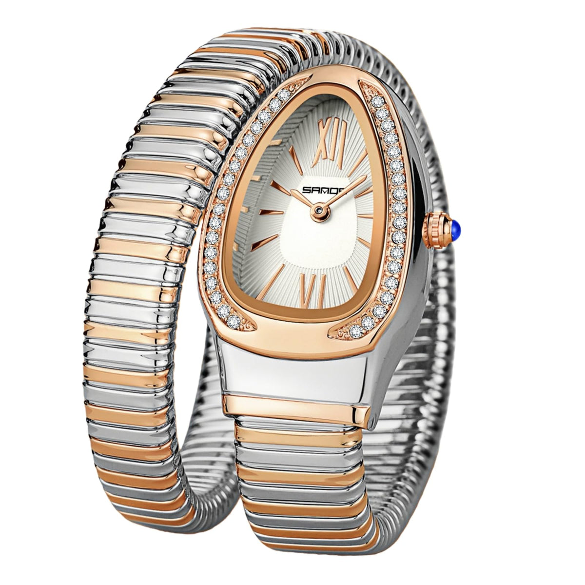 Gosasa Snake Bracelet Watch for Women, Elegant Wrap Around Bangle Wristwatch, Fashion Jewelry Style Quartz Watch, Adjustable Cuff Serpenti Watch for Dress & Gift
