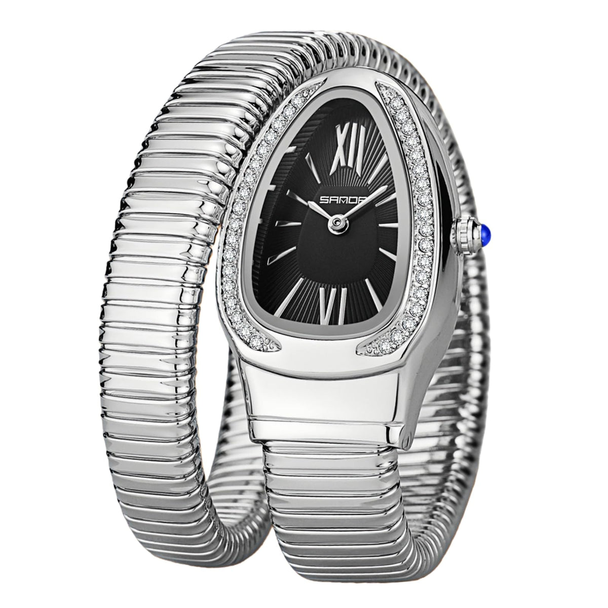 Gosasa Snake Bracelet Watch for Women, Elegant Wrap Around Bangle Wristwatch, Fashion Jewelry Style Quartz Watch, Adjustable Cuff Serpenti Watch for Dress & Gift