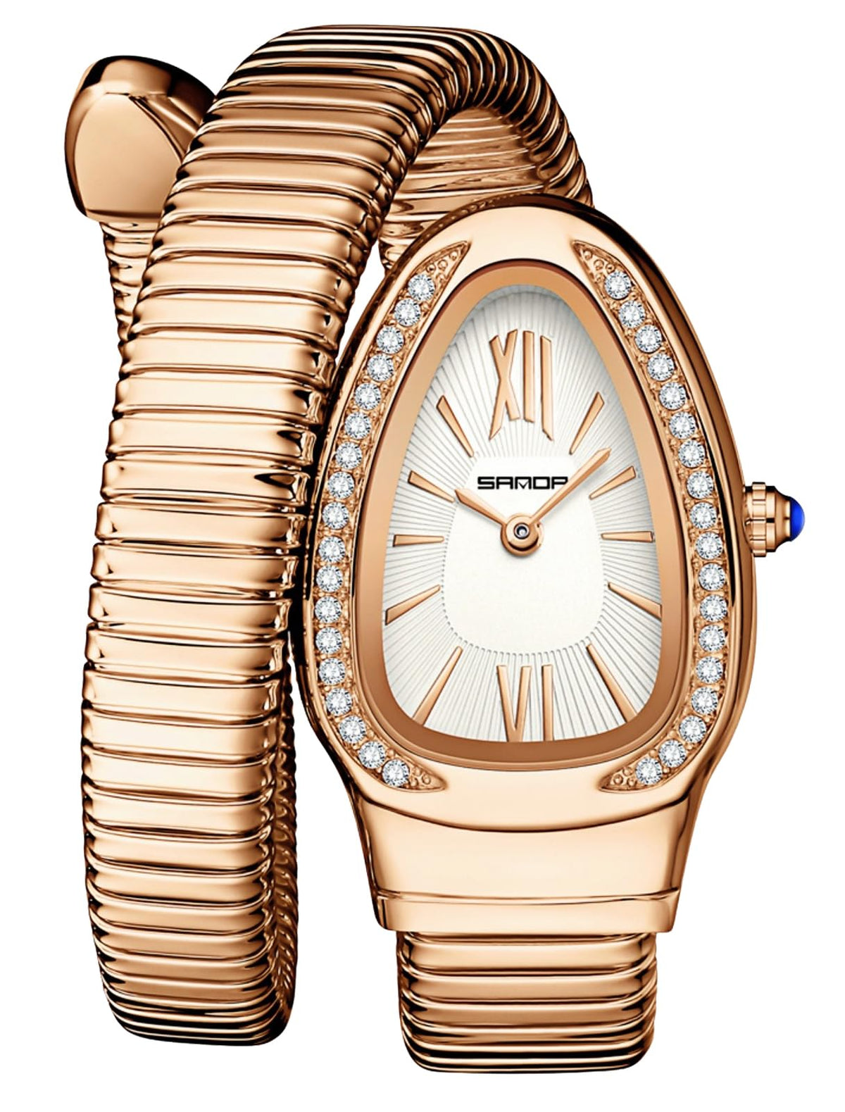 Gosasa Snake Bracelet Watch for Women, Elegant Wrap Around Bangle Wristwatch, Fashion Jewelry Style Quartz Watch, Adjustable Cuff Serpenti Watch for Dress & Gift