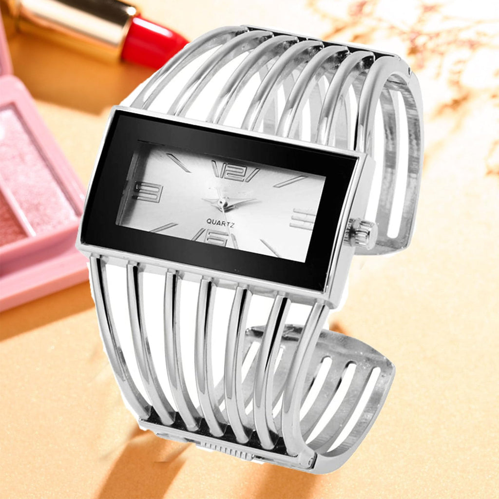 SENRUD Fashion Cuff Bracelet Watches for Women Luxury Rectangular Dial Analog Quartz Wrist Watch Gifts for Ladies