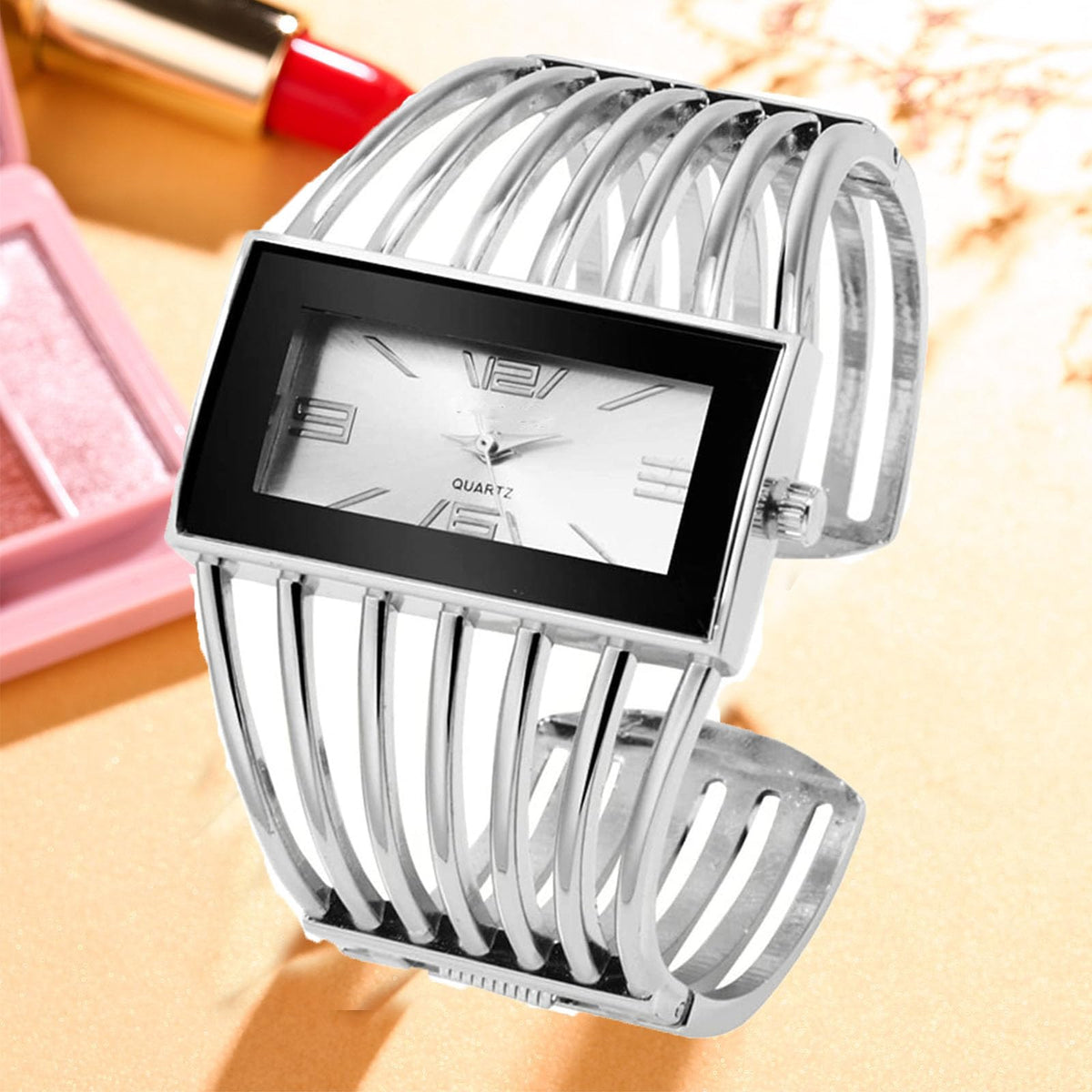 SENRUD Fashion Cuff Bracelet Watches for Women Luxury Rectangular Dial Analog Quartz Wrist Watch Gifts for Ladies