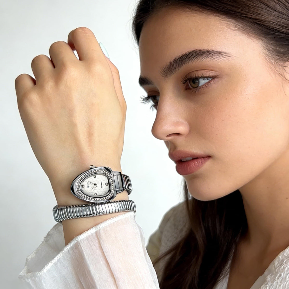 Gosasa Snake Bracelet Watch for Women, Elegant Wrap Around Bangle Wristwatch, Fashion Jewelry Style Quartz Watch, Adjustable Cuff Serpenti Watch for Dress & Gift