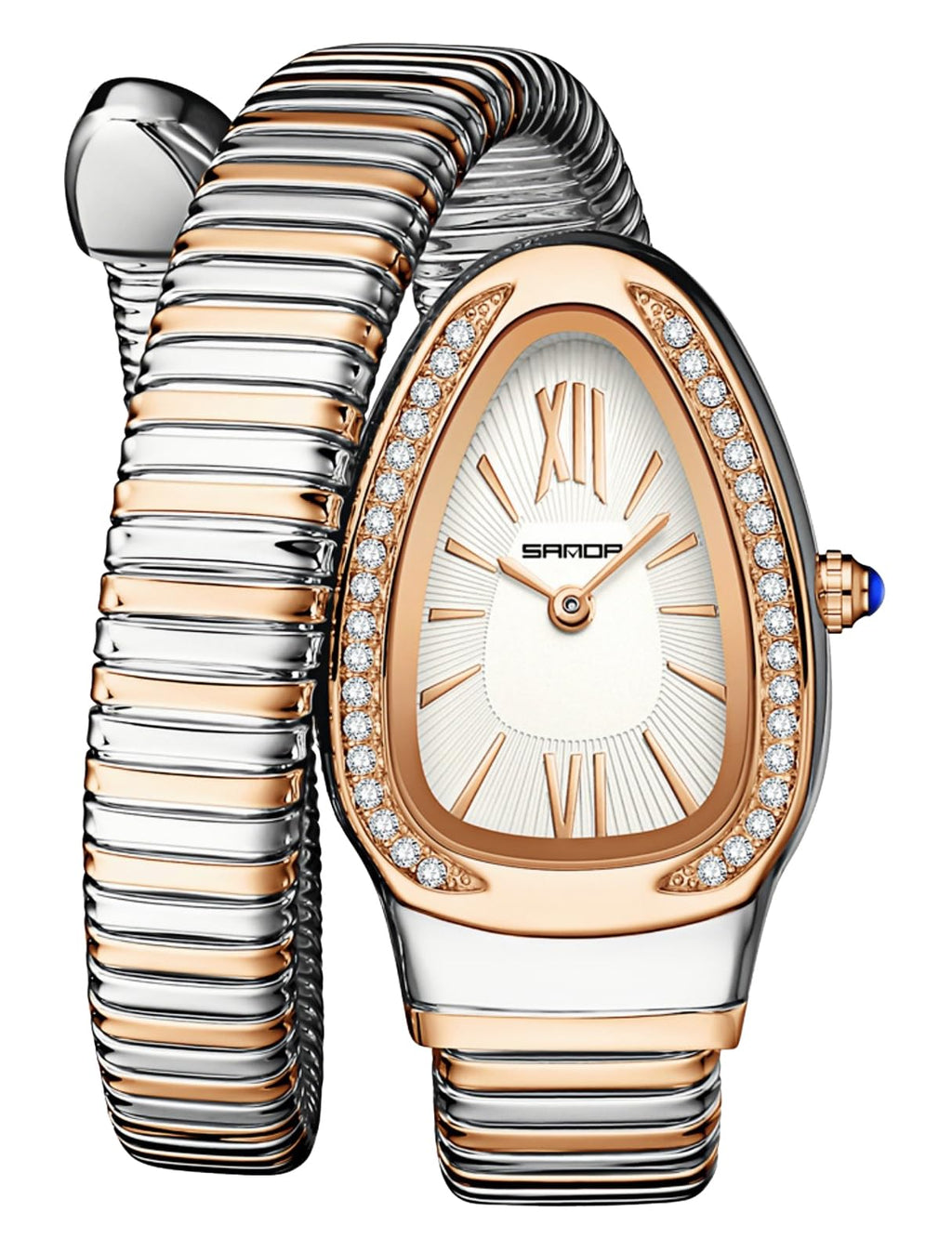 Gosasa Snake Bracelet Watch for Women, Elegant Wrap Around Bangle Wristwatch, Fashion Jewelry Style Quartz Watch, Adjustable Cuff Serpenti Watch for Dress & Gift