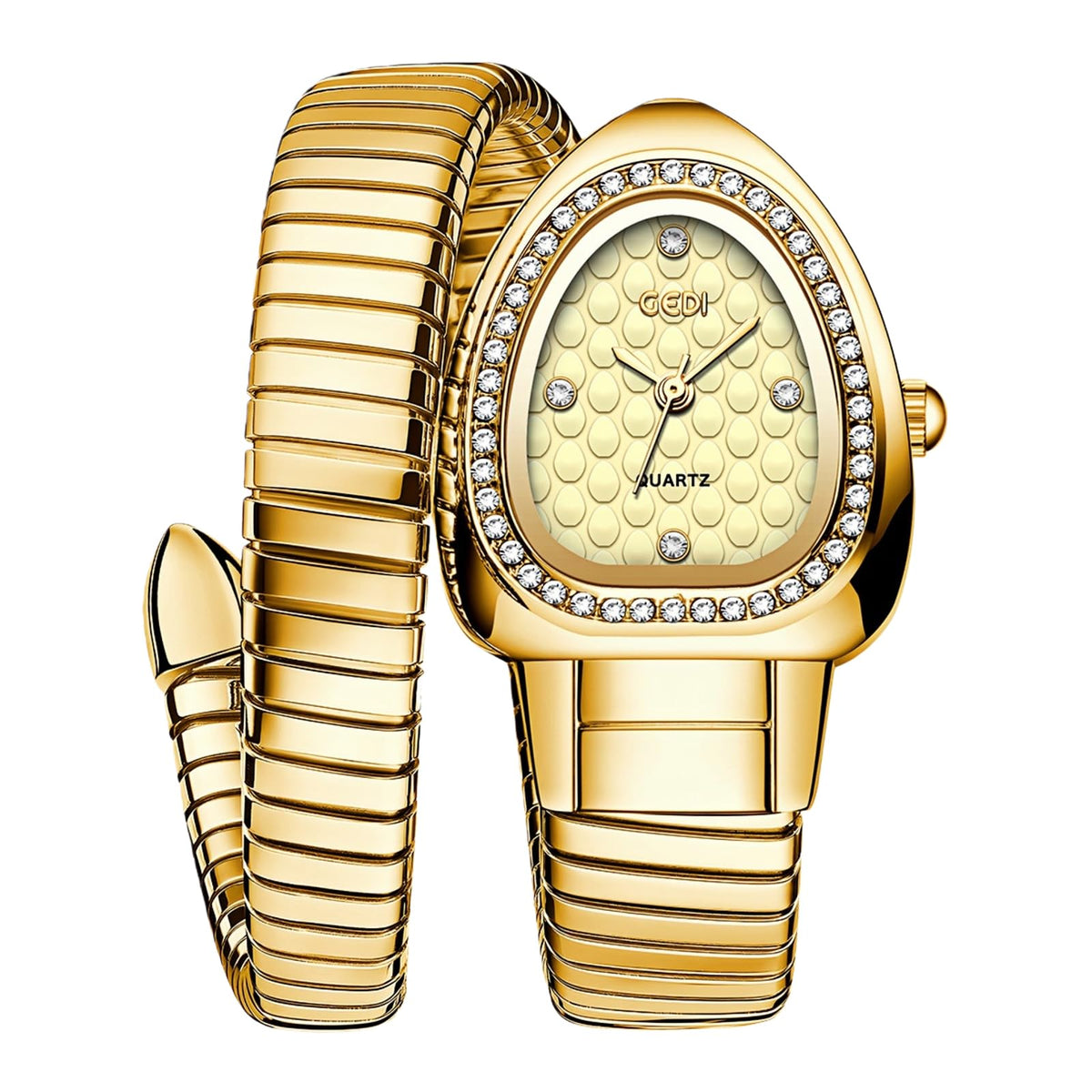 Gosasa Snake Bracelet Watch for Women, Elegant Wrap Around Bangle Wristwatch, Fashion Jewelry Style Quartz Watch, Adjustable Cuff Serpenti Watch for Dress & Gift