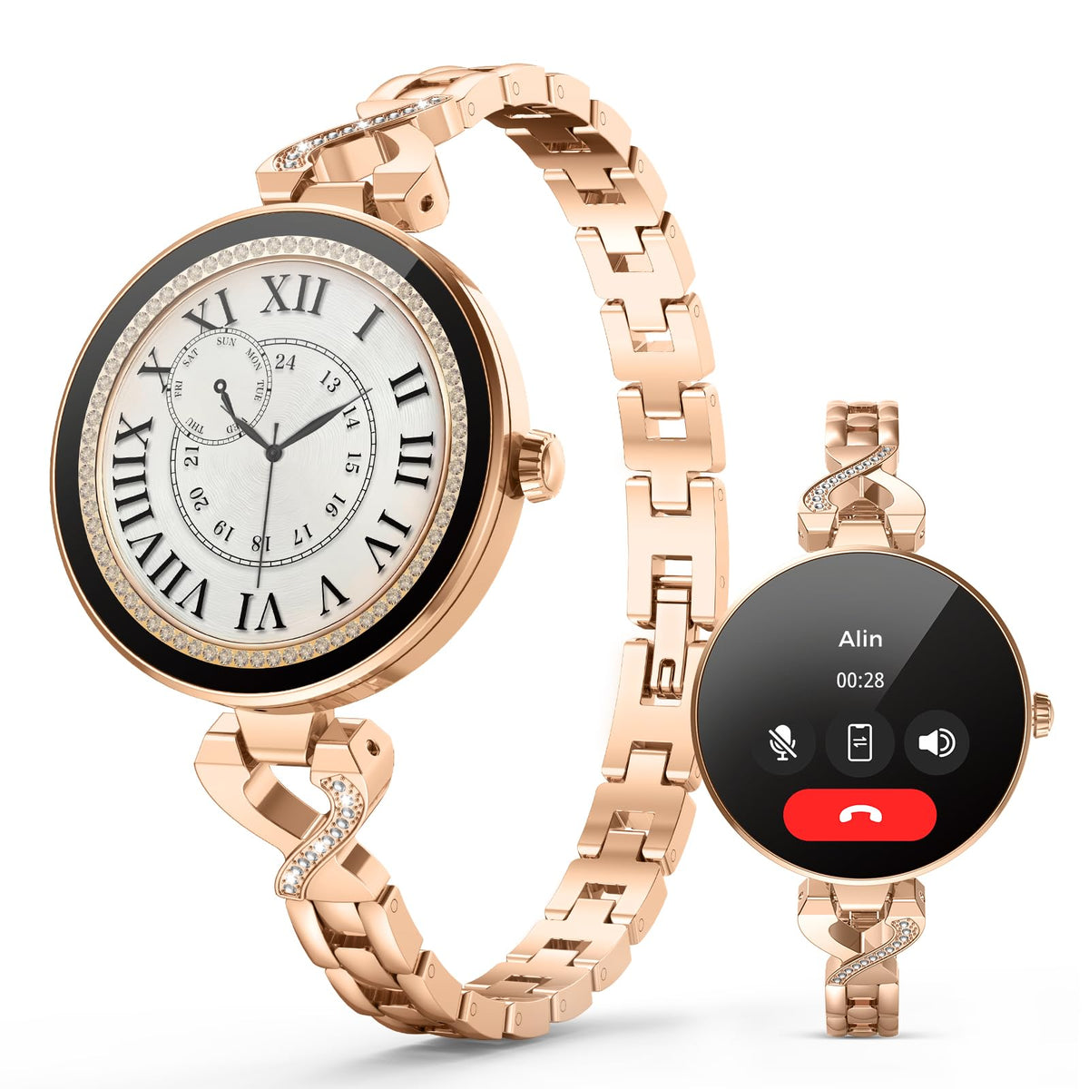 Smart Watches for Women, Answer/Make Call, 1.04'' AMOLED, 24H Sleep Tracker, Fitness Tracker with Heart Rate/Blood Pressure/SpO2/Stress Monitor, 100+ Sport Modes Waterproof Smartwatch for IOS Android